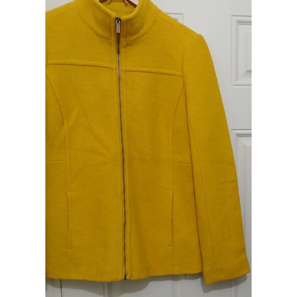 Talbots womens size 4 small boiled wool yellow outerwear jacket coat - Picture 7 of 8